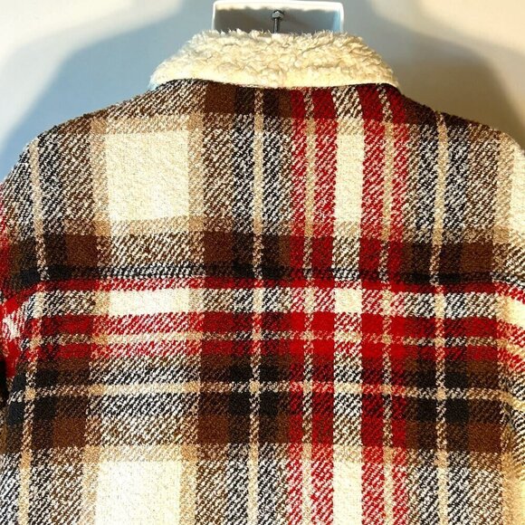 Maurices SZXXL Chunky Plaid Coat Toggles Sherpa Collar Western Preppy Ranch - Picture 6 of 12